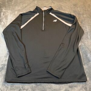 New Balance NB Dry Mens Large Black Grey Quarter Zip Running Pullover Thumbholes